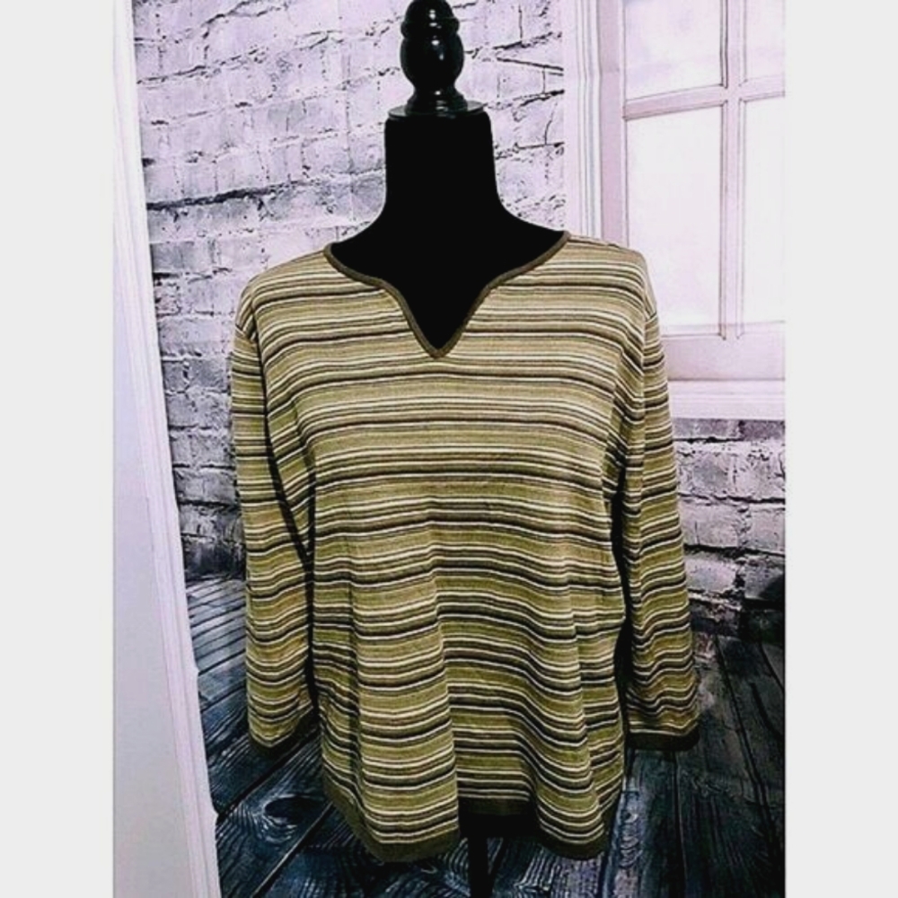 Vintage jones wear STRIPED SILK BLEND COSTAL GRANDMA SWEATER WOMEN'S SIZE XL